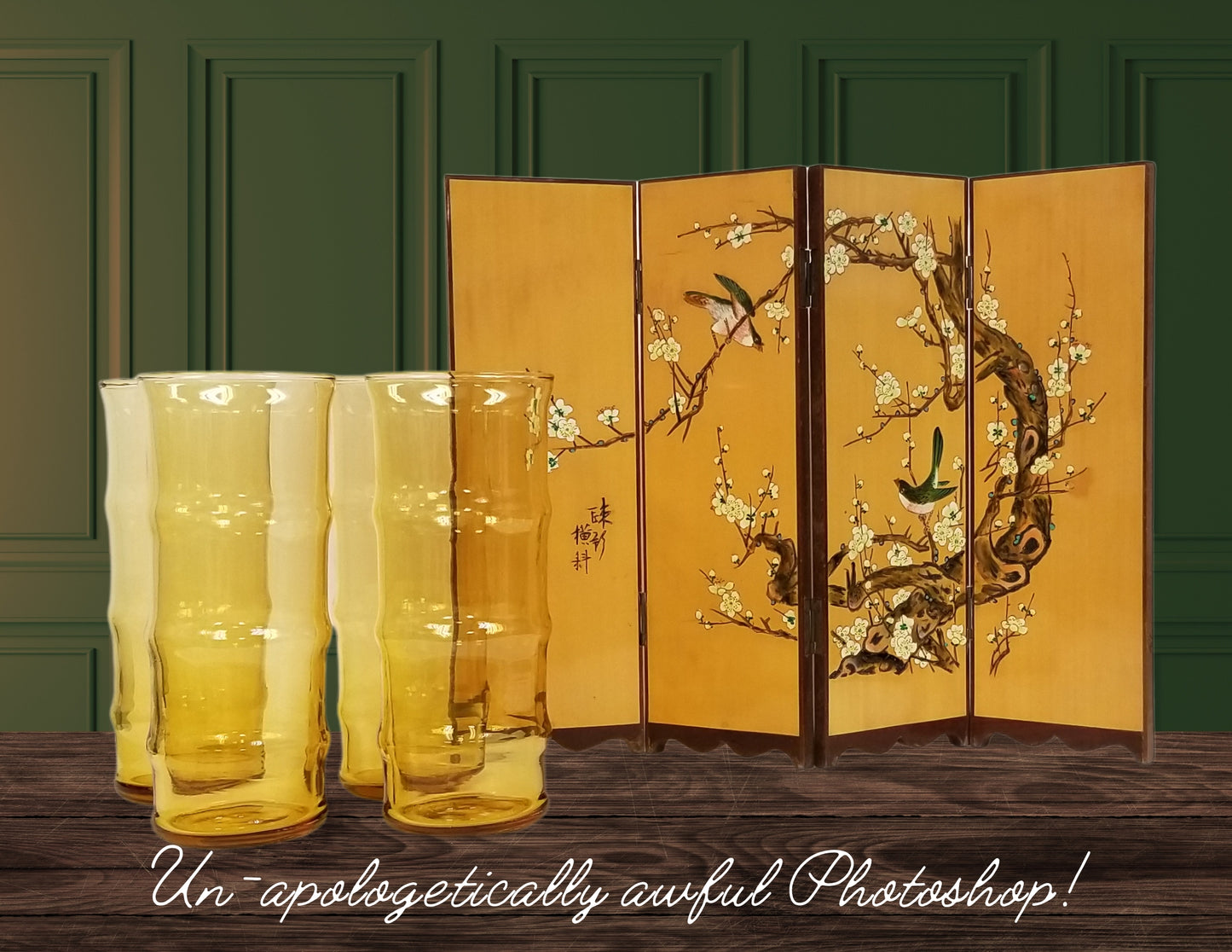 Golden Bamboo, Blossoms and Birds Gift Vignette