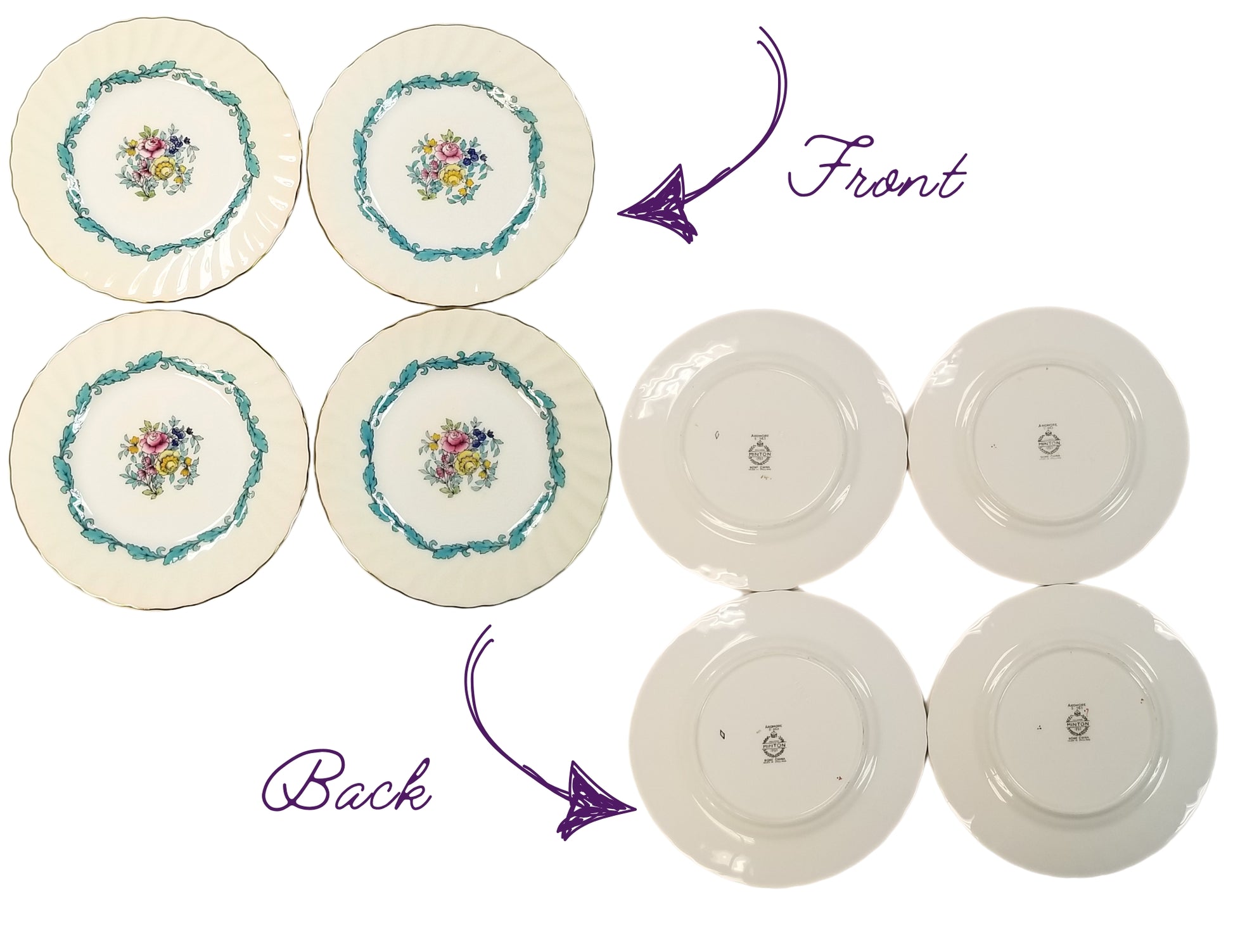 Minton bone china plates front and back